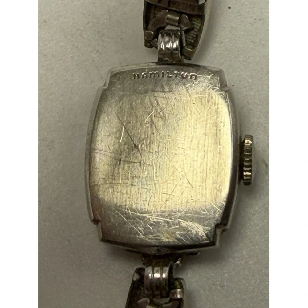 Hamilton Vintage Ladies Watch Solid 14K‎ White Gold Diamonds Works 14MM 6